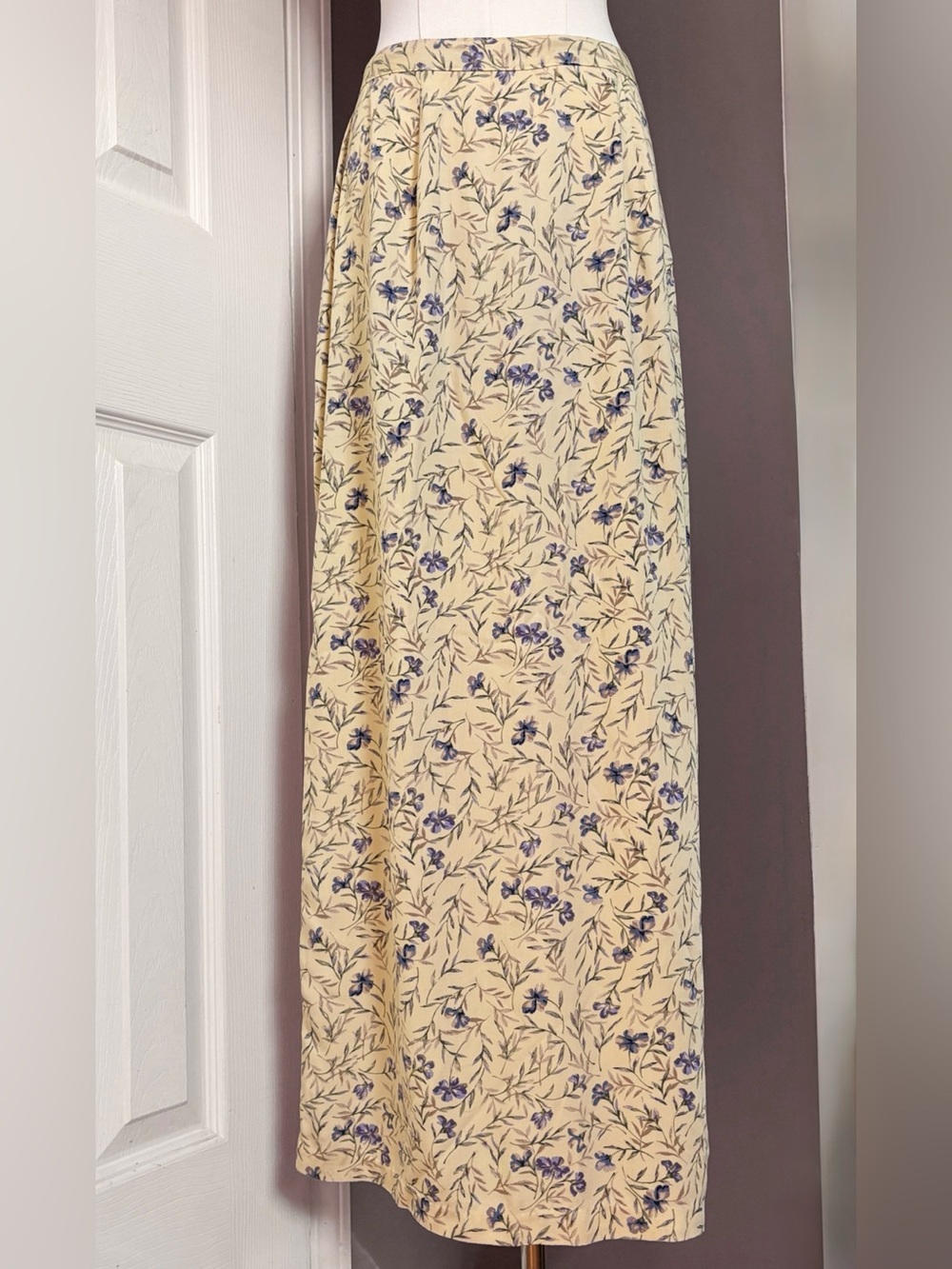 Vintage Christopher & Banks Butter Yellow Floral Maxi Skirt | Summer Cottage